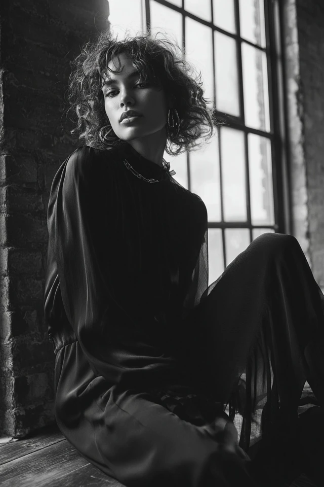 Monochrome Silk Blouse Essential - photo 3
