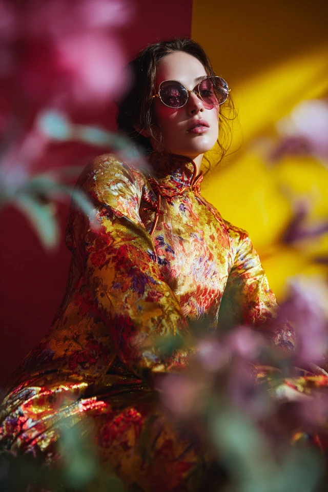 Playful Flamingo Brocade Evening Ensemble - photo 7