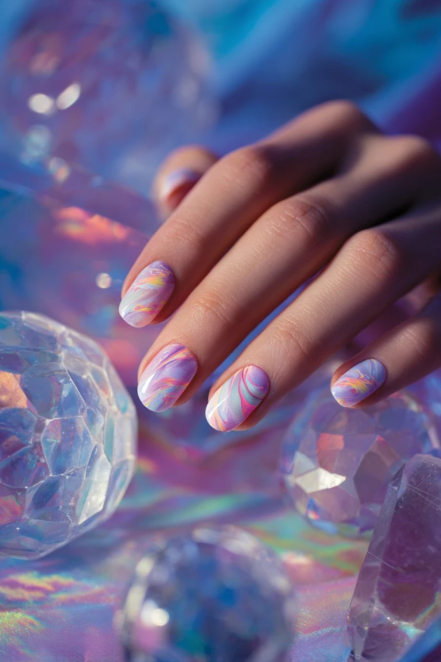 Futurist Marble Design Nails - photo 4
