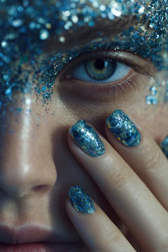 Silk-Edge Glitter Concept Nails
