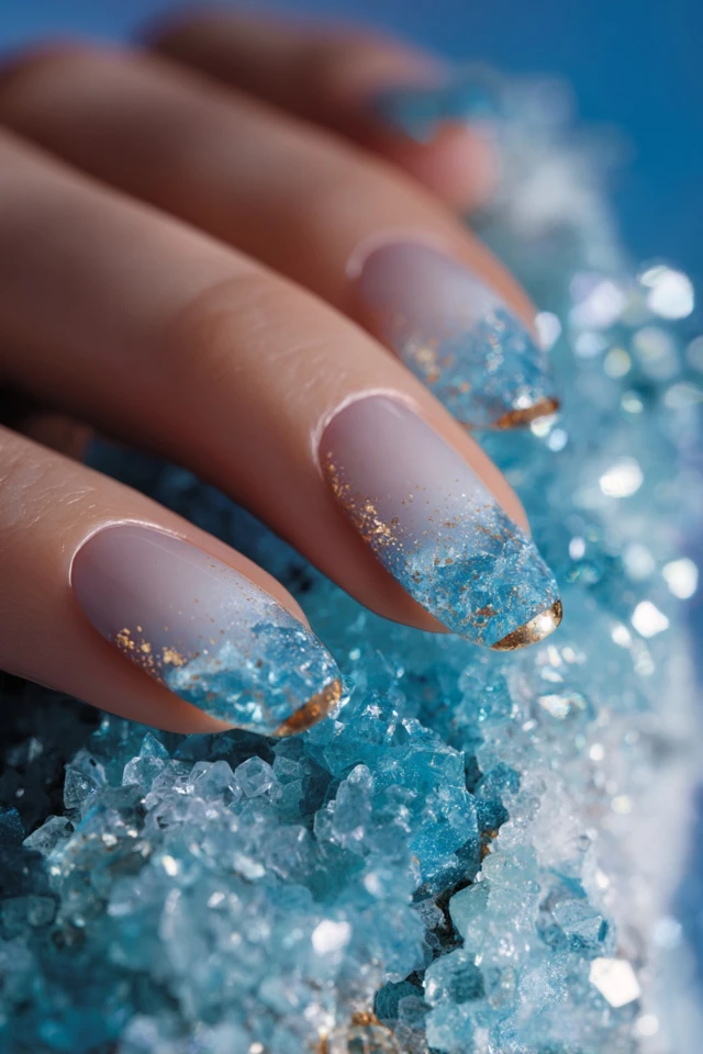 Crystalline French Tip Design Nails - photo 4