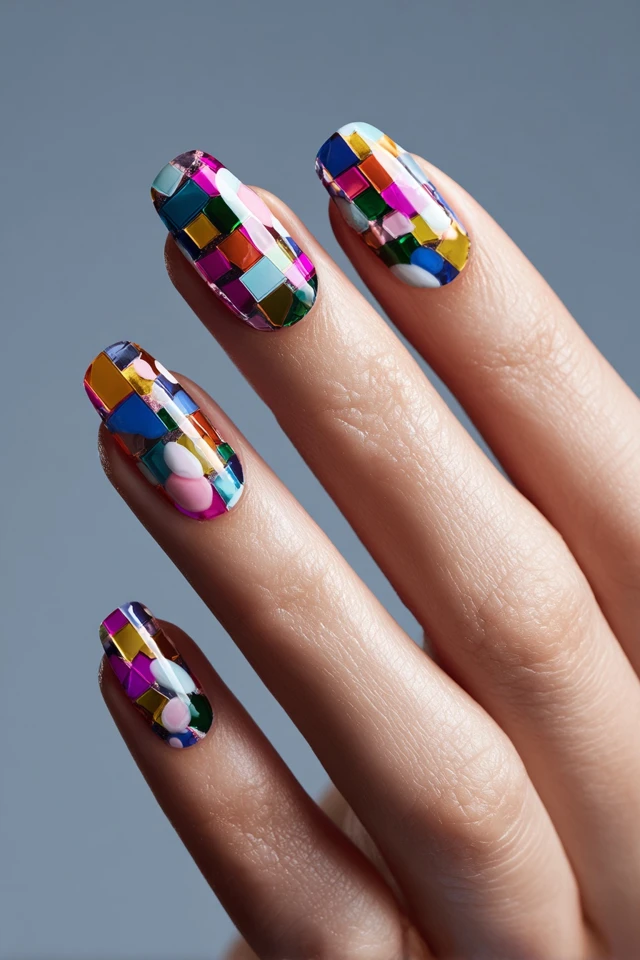 Captivating Geometric Canvas Nails - photo 4