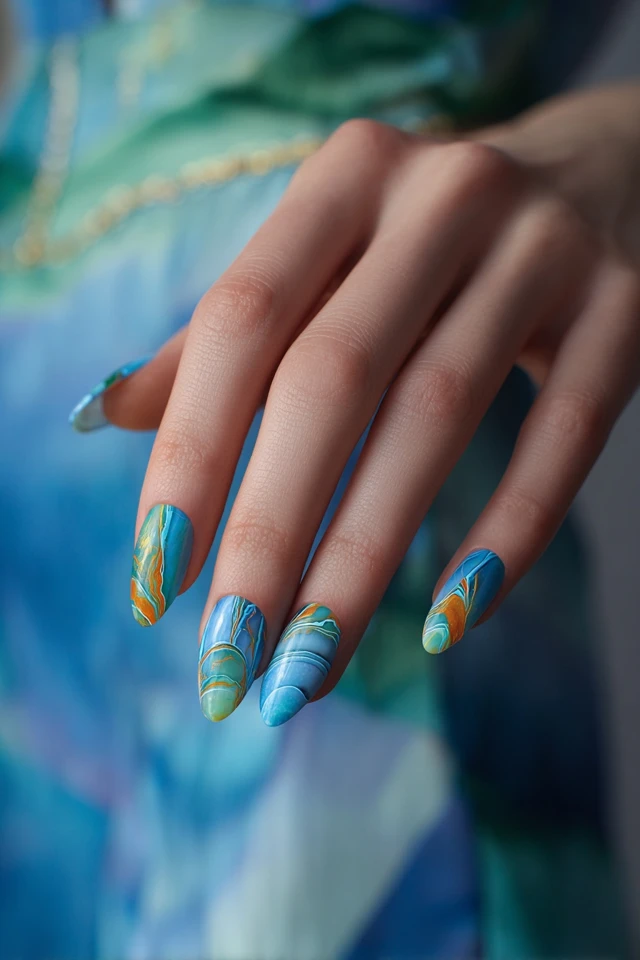 Stellar Marble Statement Nails - photo 4