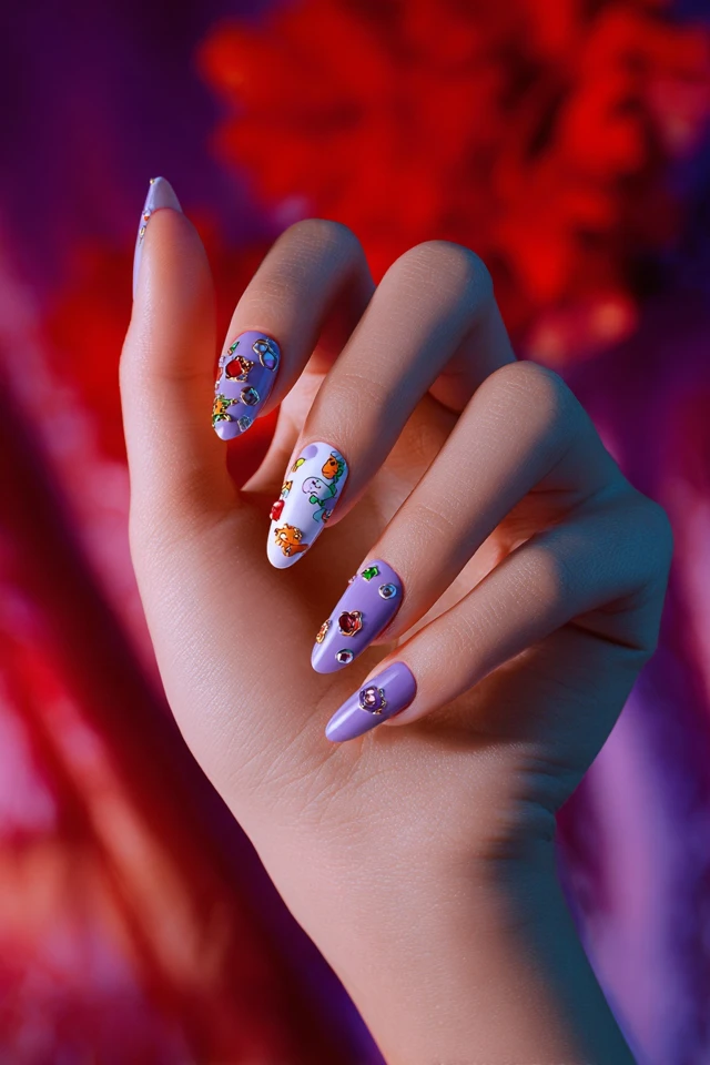 Kawaii Barney the Dinosaur Nails - photo 3
