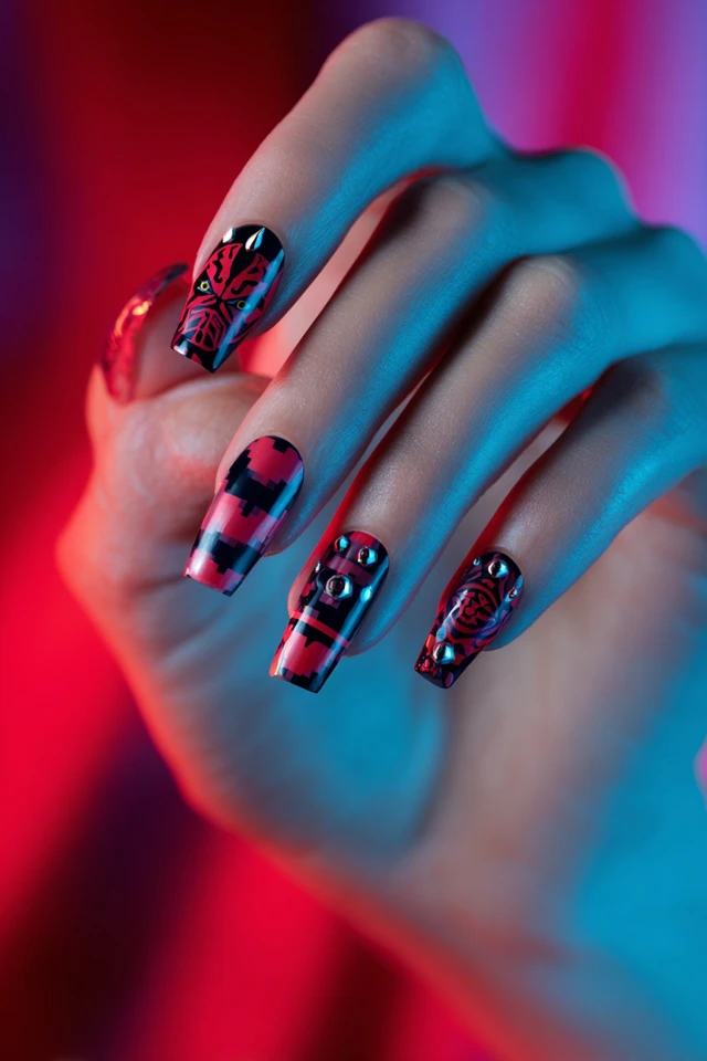Retro Darth Maul Nails - photo 4