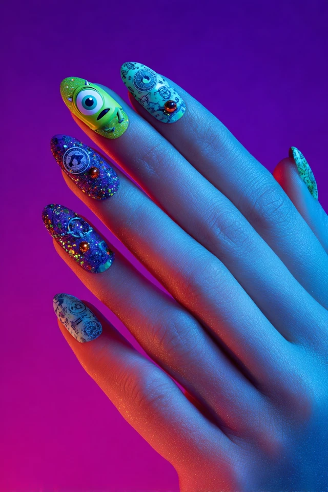 Luxe Mike Wazowski Nails - photo 3