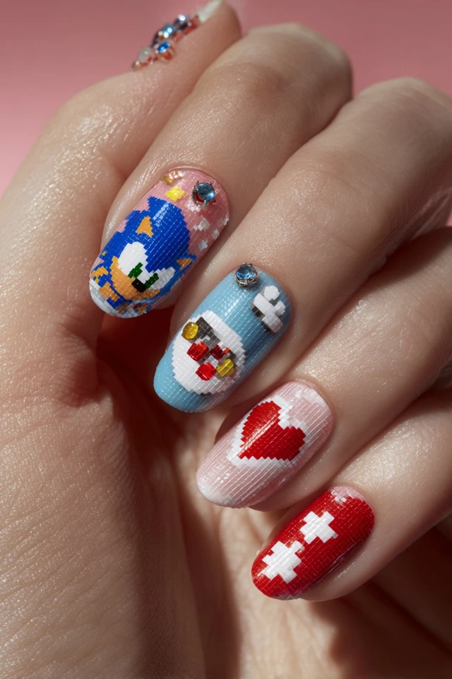Kawaii Sonic the Hedgehog Nails - photo 3
