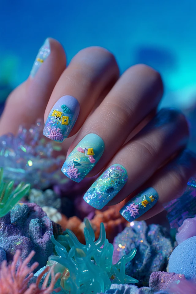 Cosmic SpongeBob SquarePants Nails - photo 4