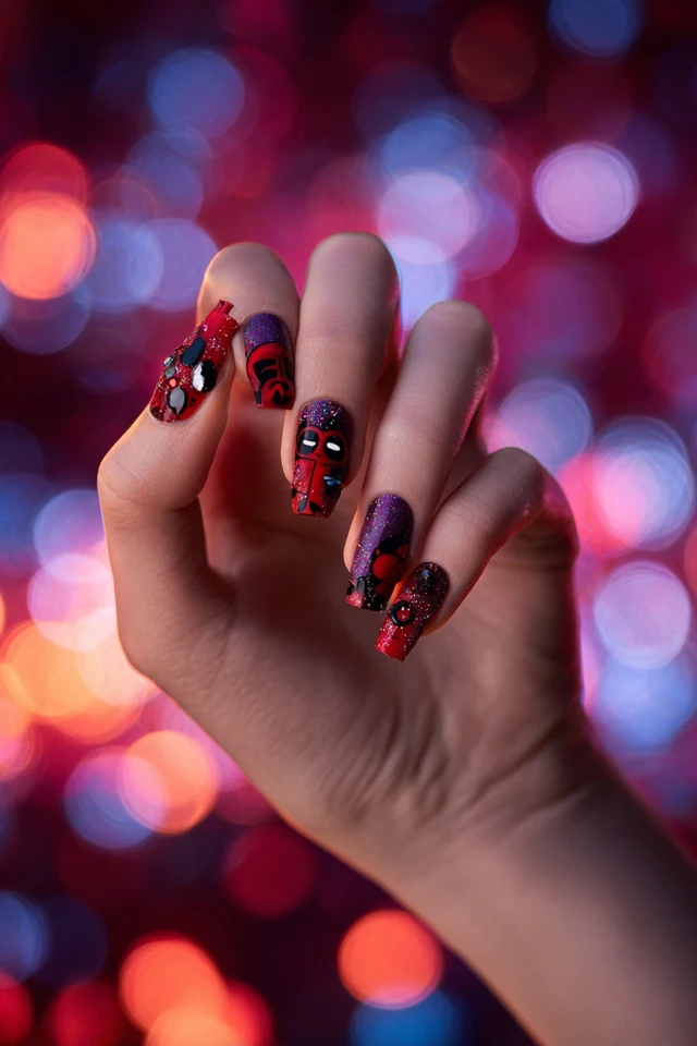 Radiant Deadpool Nails - photo 4