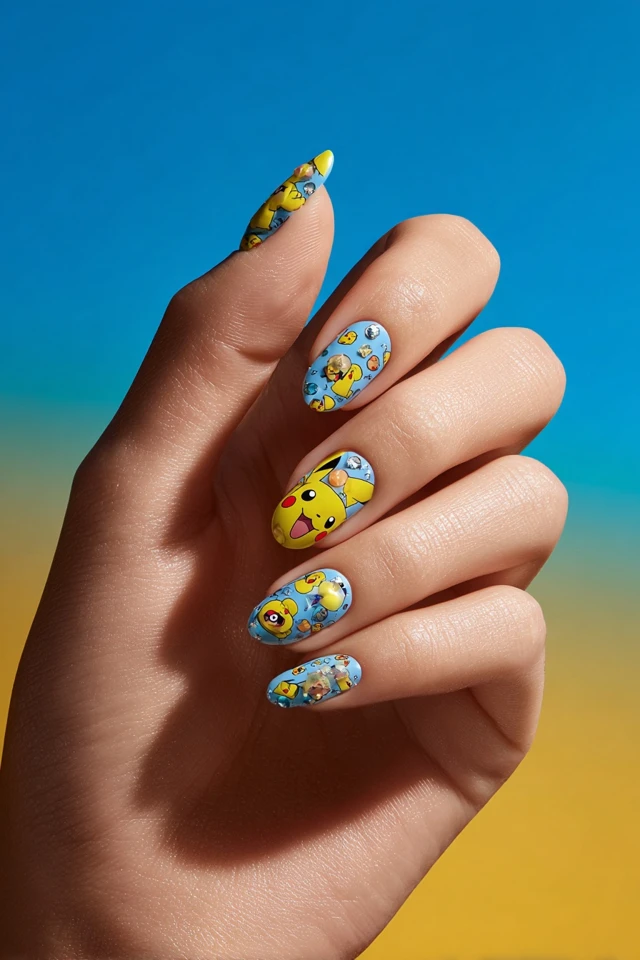 Retro Pikachu Nails - photo 4