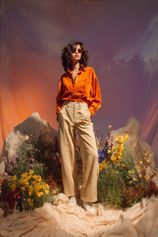 Earthy Corduroy Straight‑Leg Jeans - photo 4