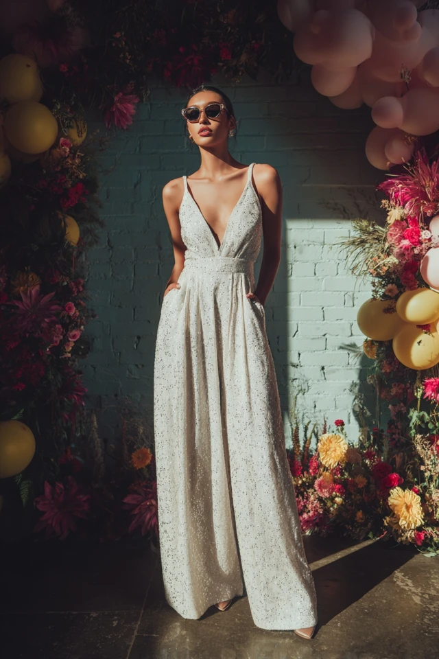 Light Academia Sequin Linen Dresses - photo 4