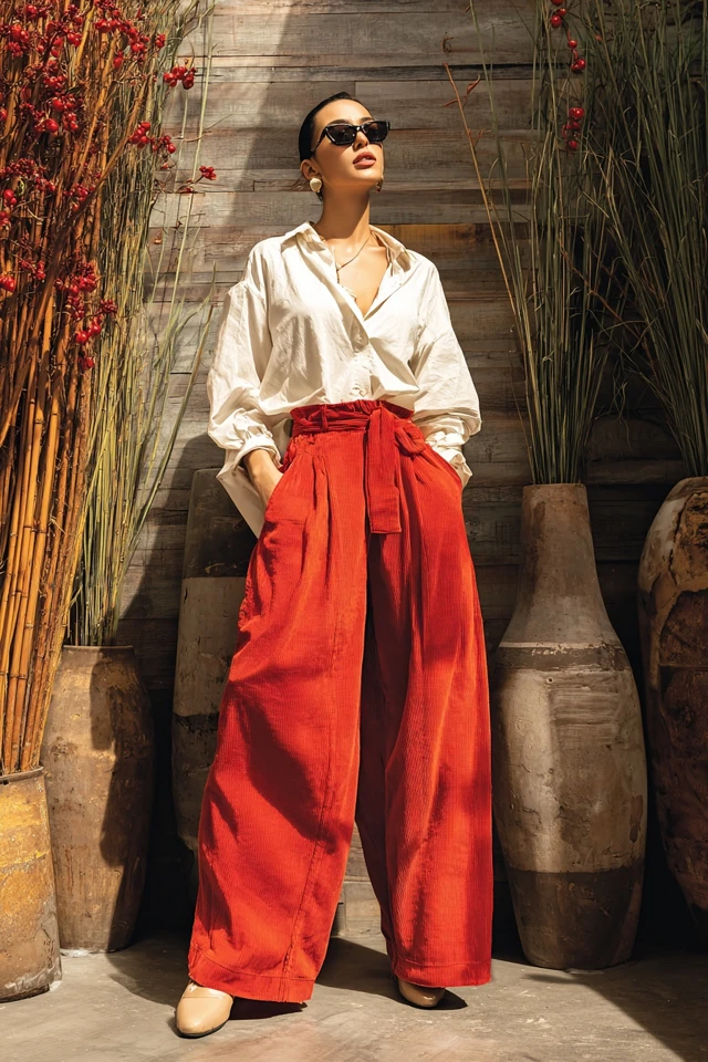 Tomato Girl Corduroy Wide‑Leg Pants - photo 4