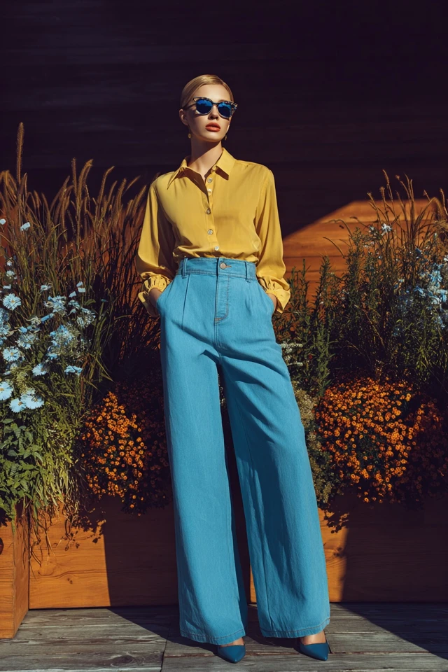 Vintage Denim Wide‑Leg Pants - photo 4