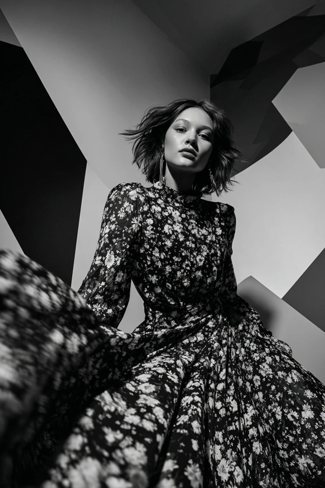 Monochrome Floral Dress Palette - photo 4