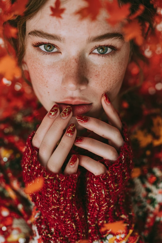 Cranberry Autumn Vibes Nails