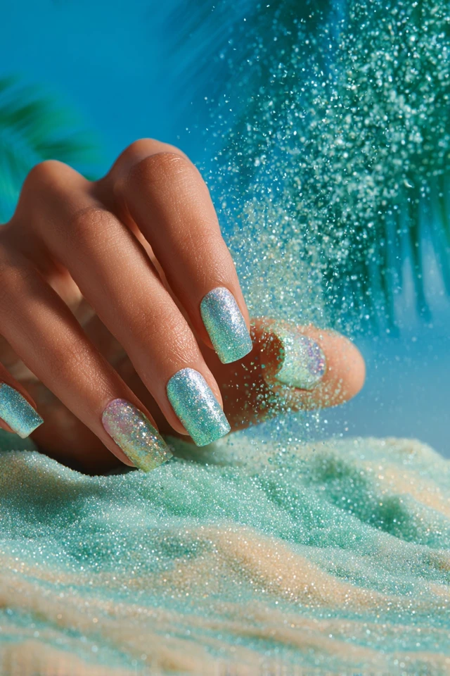 Tropical Summer Glow Nails
