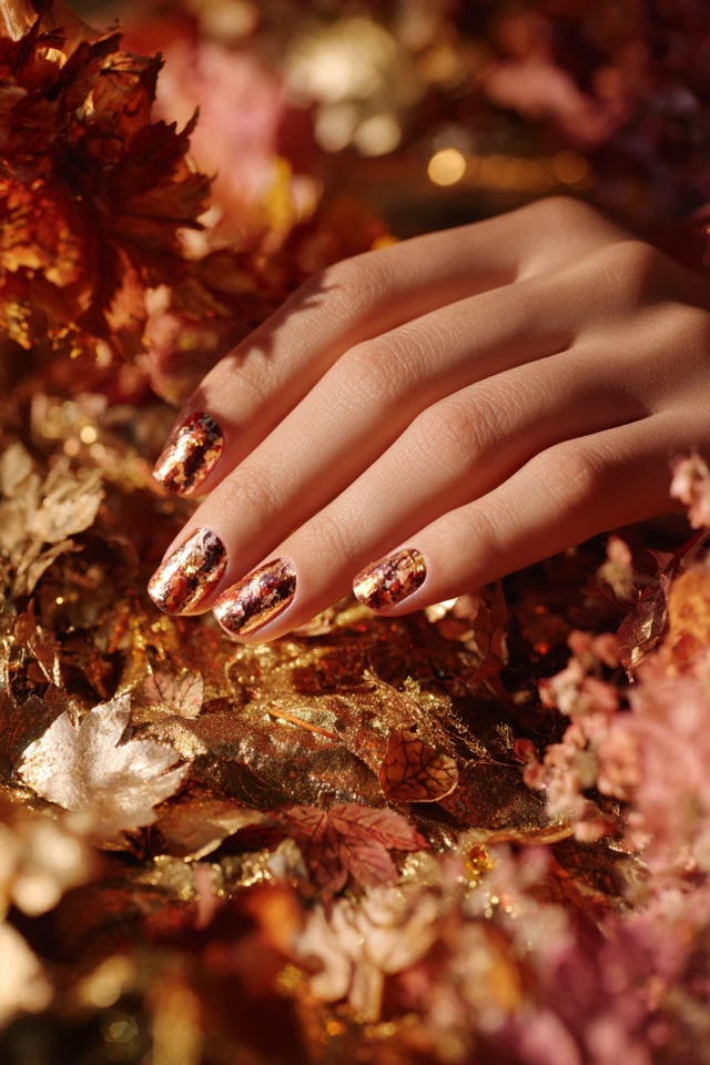 Amber Autumn Charm Nails