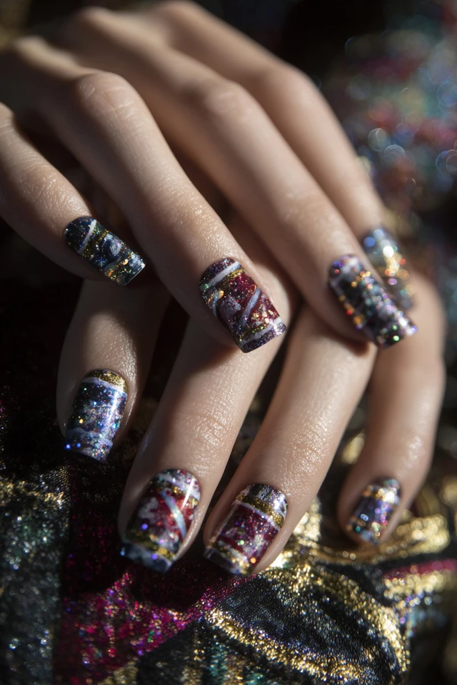 Glitter Guy Fawkes Night Mani