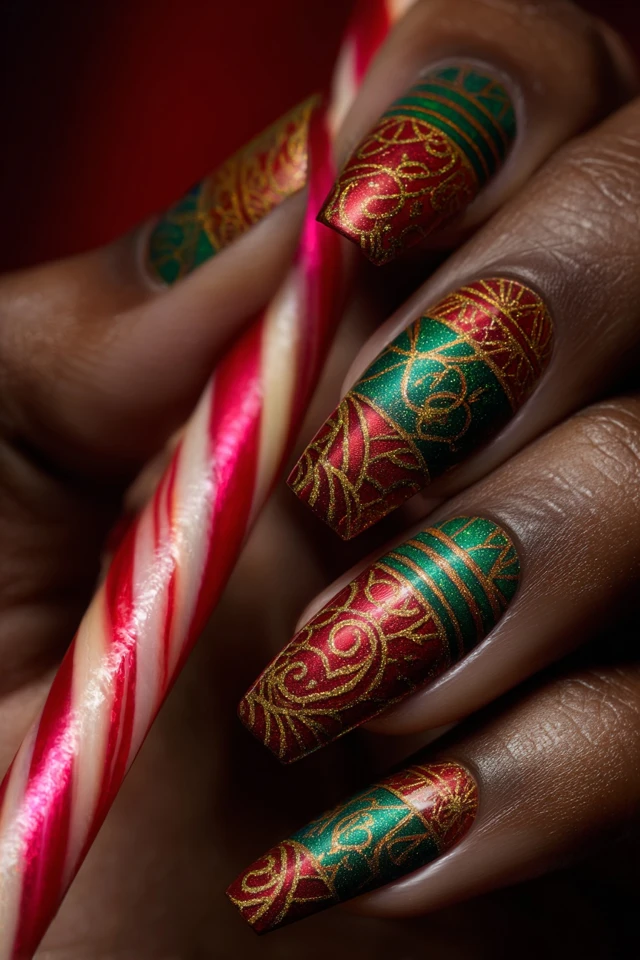 Vivid Kwanzaa Design Nails