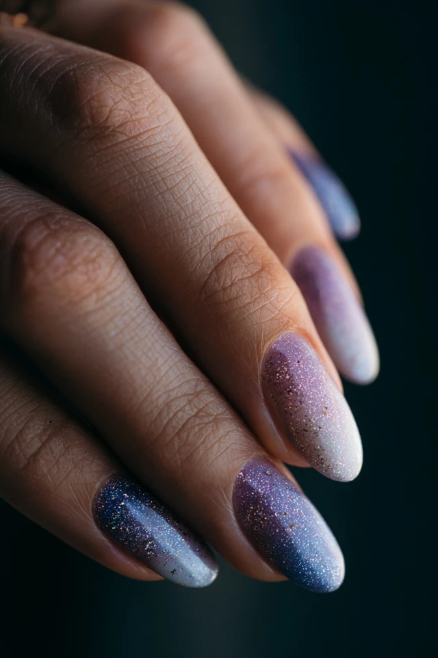 Celestial Matte Gradient Fade Glam Nails