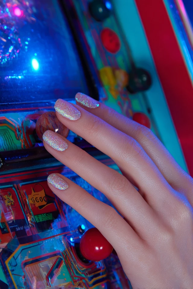 Epic Holographic Powder Glam Nails