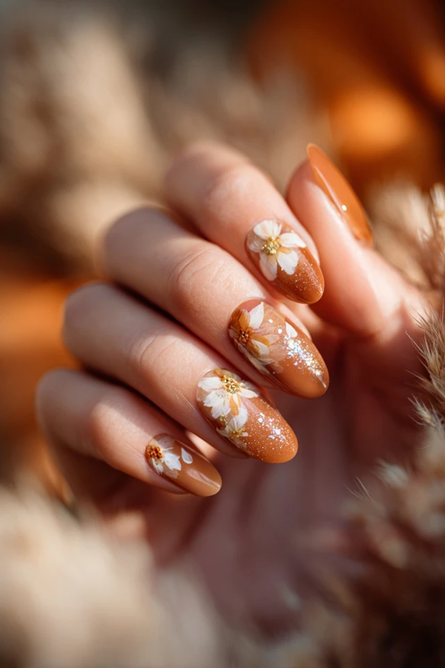 Amber Fall Elegance Nails