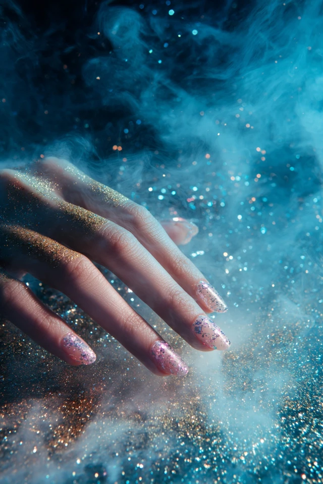 Vivid Ice Frost Design Nails