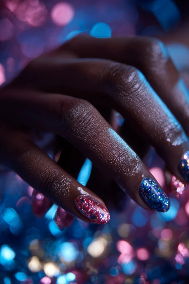 Vivid Dual-Tone Dip Glam Nails