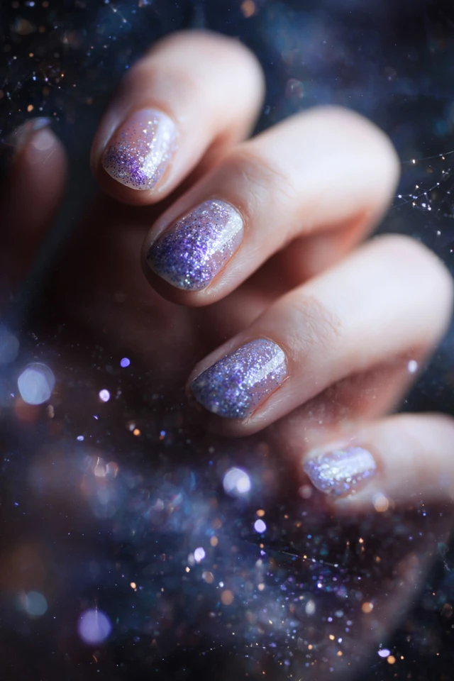 Celestial Galaxy Flake Nails