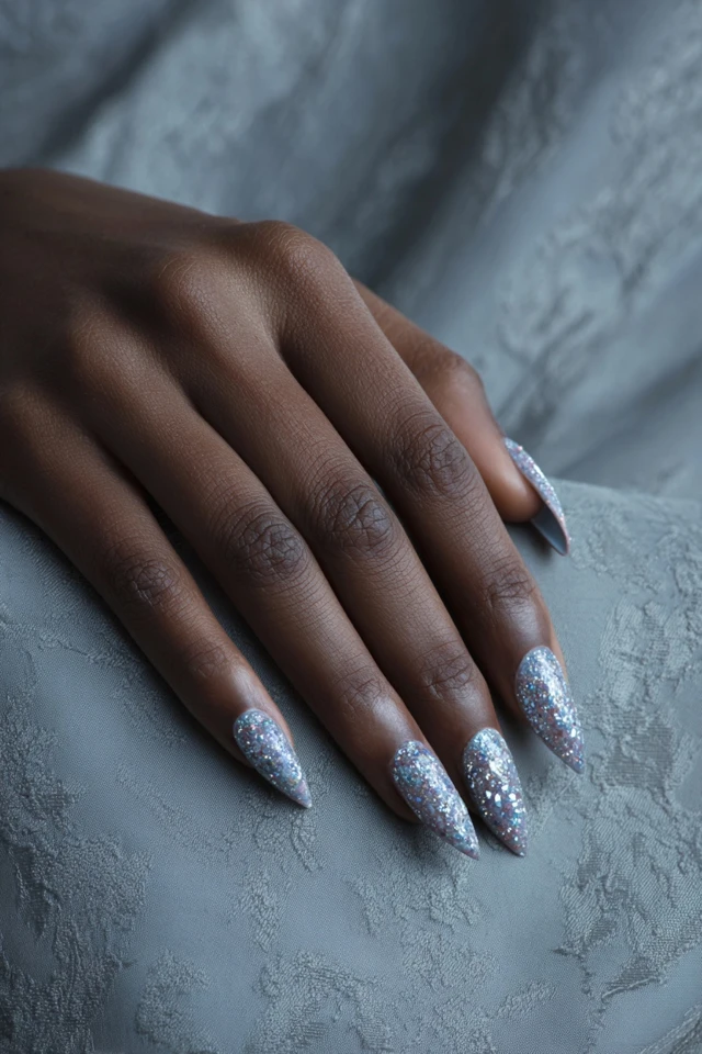 Crystal Encapsulated Glitter Design Nails