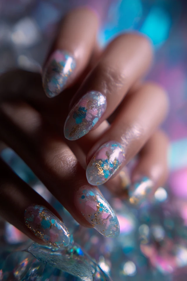 Dreamy Grunge Foil Design Nails