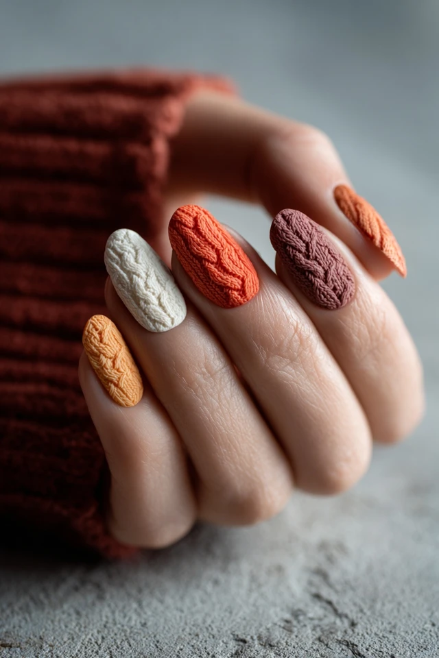 Modern Sweater Texture Nails