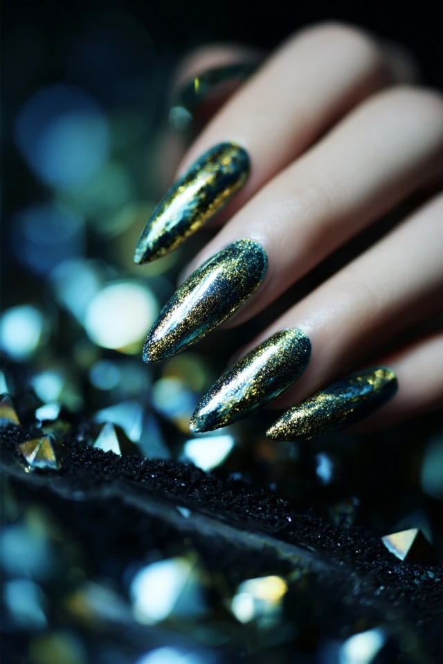 Magnetic Gold Leaf Foil Nails