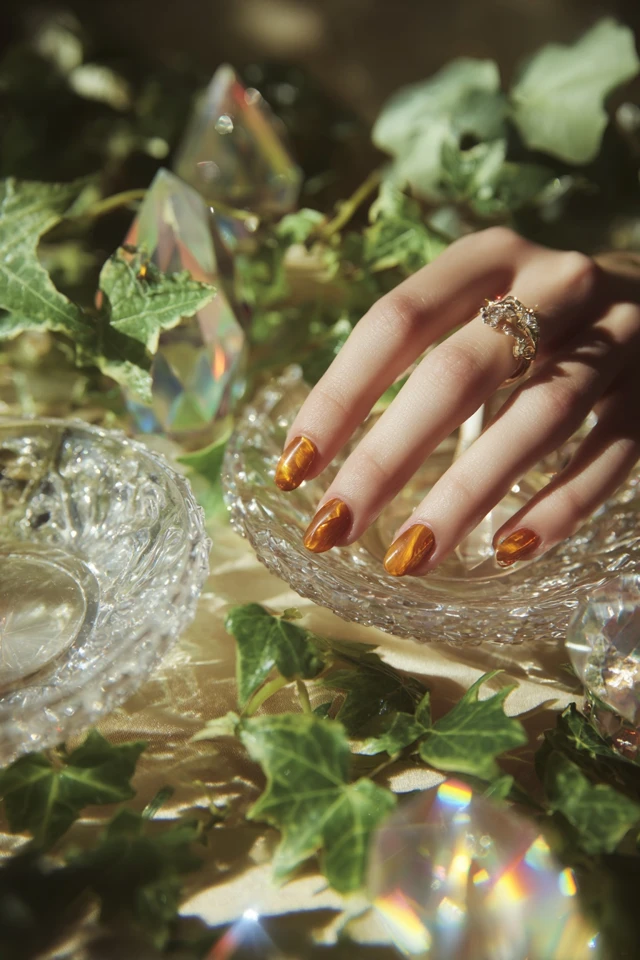 Opulent Tiger Eye Gel Nails