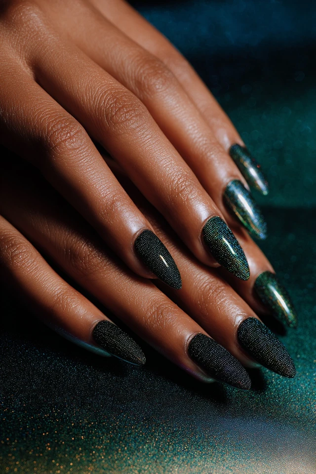 Magnetic Sweater Texture Glam Nails