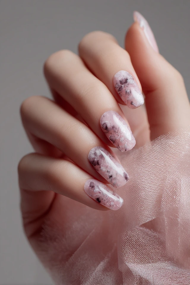 Refined Blooming Marble Design Nails