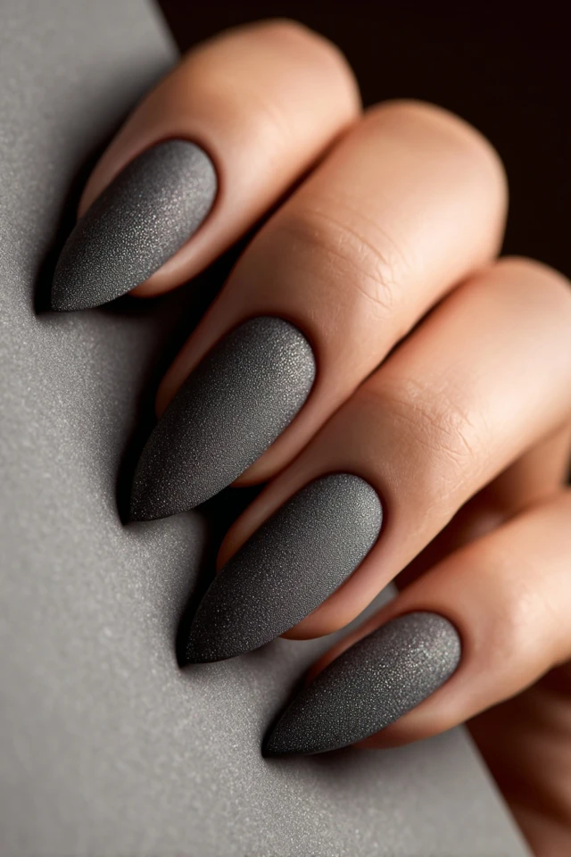 Charcoal Chic Design Nails