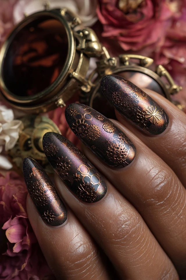 Steampunk Charm Look Nails