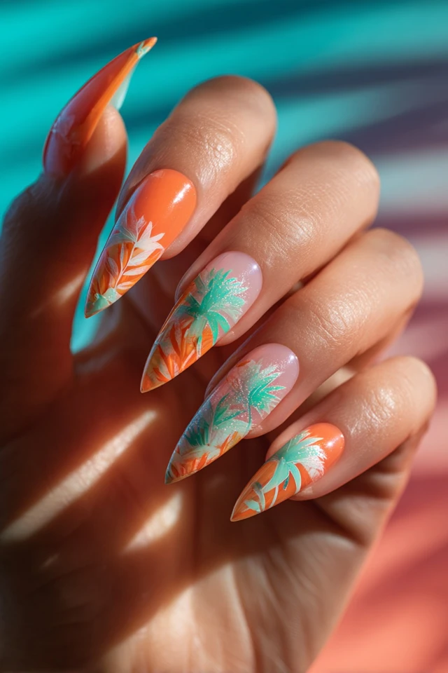 Miami Neon Design Nails