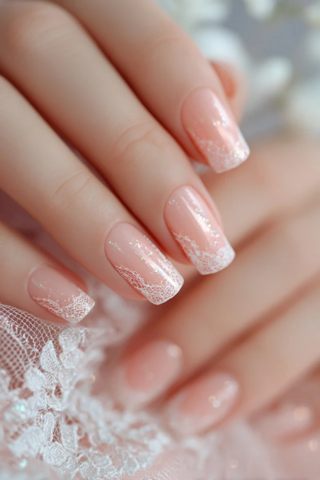 Striking Lace Edge Geometry Nails