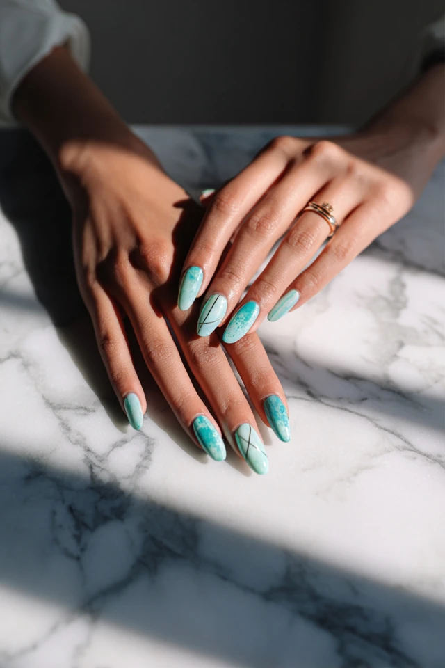Striking Oblique Coffin Design Nails