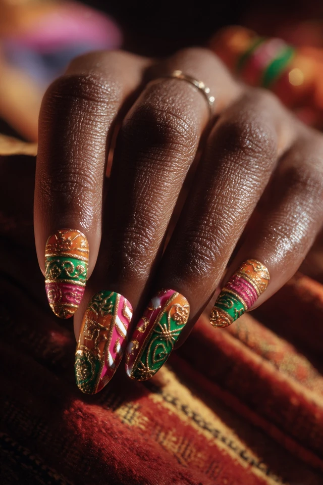 Vivid Kwanzaa Design Nails - photo 2