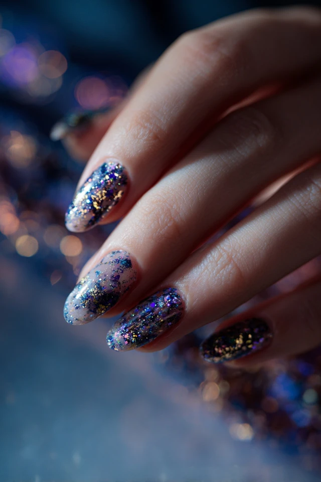 Celestial Galaxy Flake Nails - photo 2