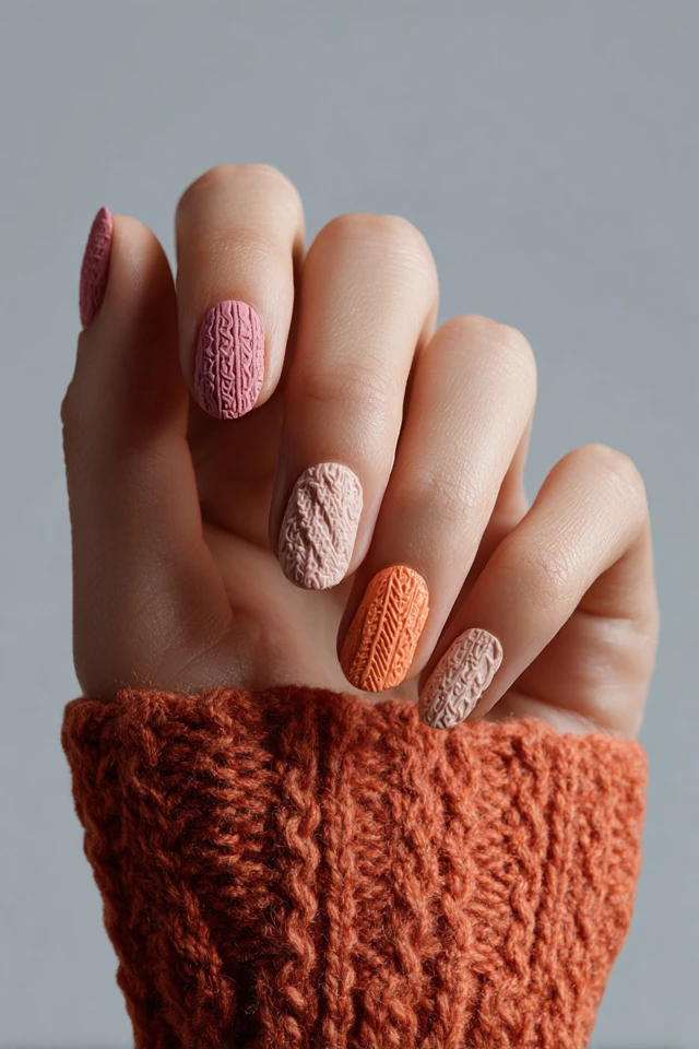 Modern Sweater Texture Nails - photo 2