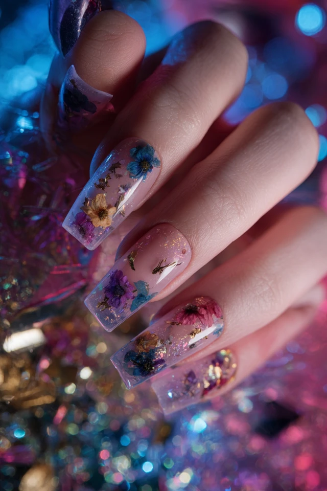 Epic Dried Flower Encapsulation Design Nails - photo 2