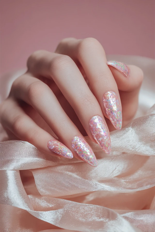 Chic Iridescent Flake Design Nails - photo 2