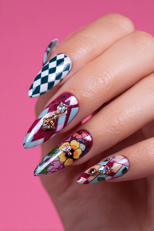 Harlequin Fun Design Nails - photo 2