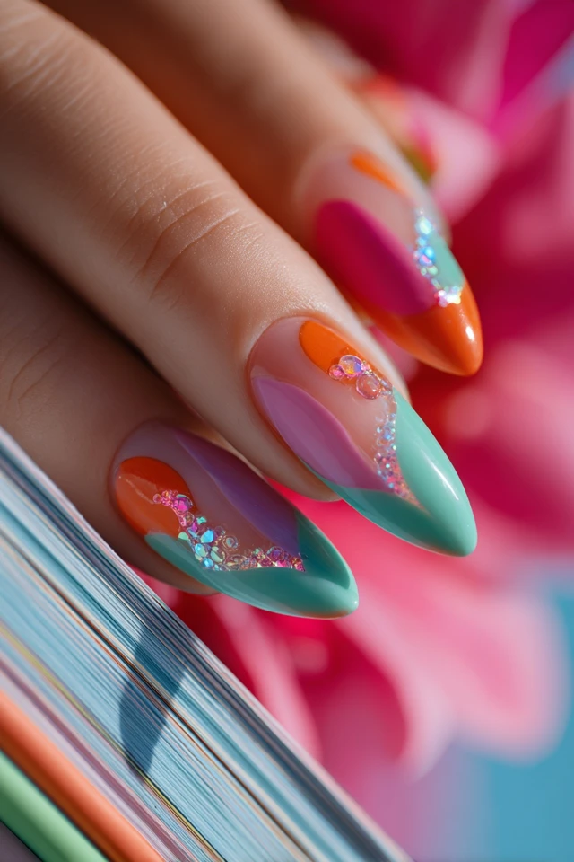 Miami Neon Design Nails - photo 2