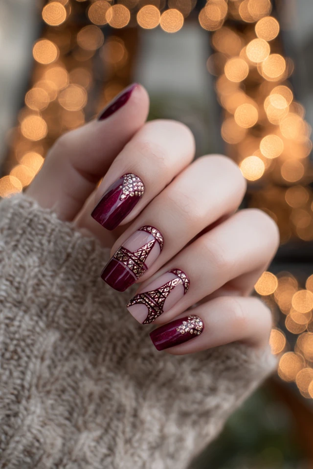 Polished Eiffel Silhouette Nails
